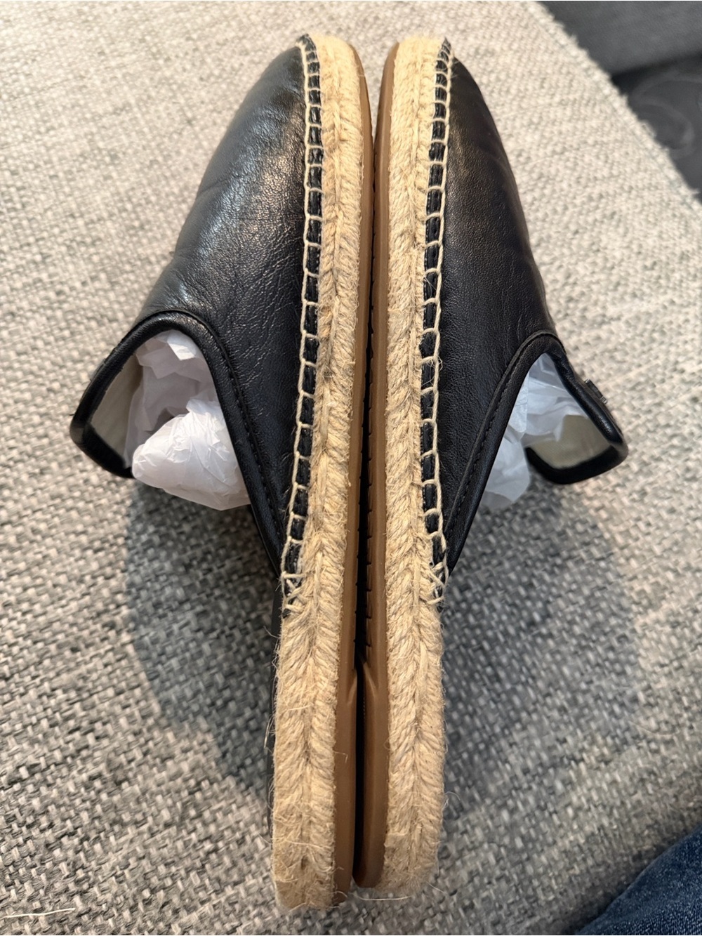 Michael Kors Women’s Black Leather Espadrille Slide Mules Size 7.5 - Picture 3 of 7